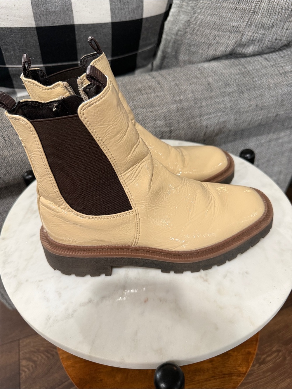 Sam Edelman Girl's Laguna Ankle Boots in Beige and Brown size 4 Like New!